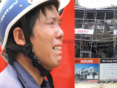 Vụ sập giàn giáo: Con trai khóc mẹ đang bị kẹt trong đống đổ nát