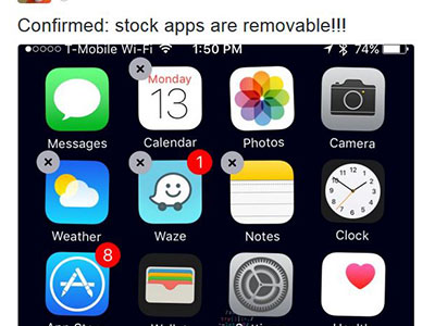 iOS 10 cho phép gỡ bỏ ứng dụng mặc định