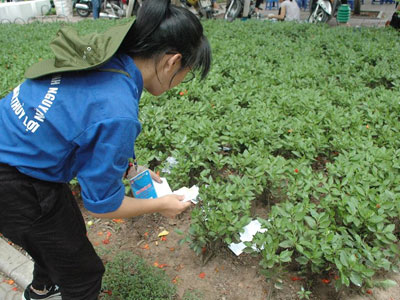 Phao thi trắng sân ĐH Thủy lợi, SV toát mồ hôi thu gom