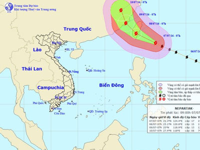 Thông tin mới nhất về siêu bão Nepartak trên Biển Đông
