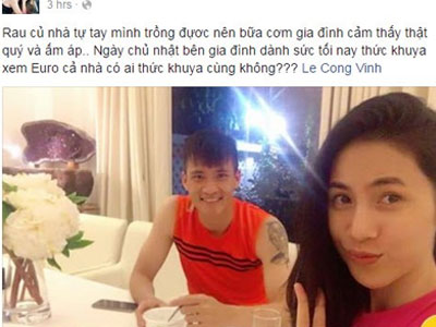 Thủy Tiên - Công Vinh trồng rau trong khuôn viên biệt thự