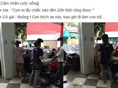 Cô gái bức xúc vì bị bịa chuyện đòi mẹ mua xe máy đắt tiền