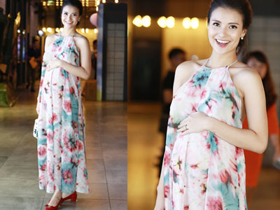 Hồng Quế khệ nệ bụng bầu hơn 6 tháng đi xem phim