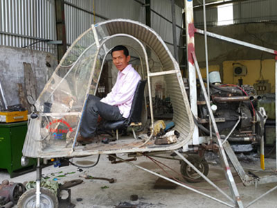 Người đàn ông ở Nghệ An chế tạo "máy bay trực thăng"