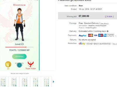 Chơi Pokemon Go để bán tài khoản giá hàng nghìn USD