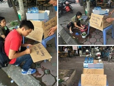 Cụ bà cung cấp nước miễn phí "cứu nắng" Hà Nội