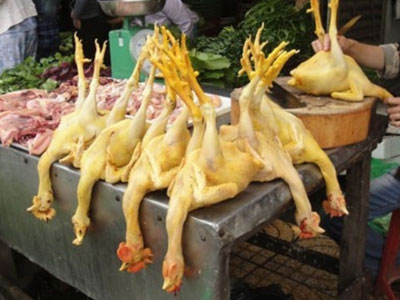 Lò mổ dùng chất vàng ô nhuộm gà bán cho khách