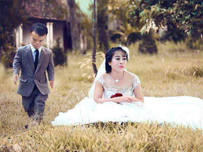 Ảnh cưới của chú rể lùn và cô dâu xinh đẹp tại Thanh Hoá