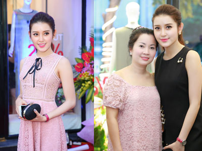 Mẹ Huyền My rạng rỡ đi event cùng con gái