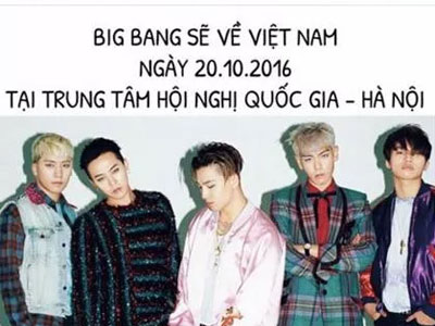 Thông tin chính thức: Big Bang sẽ tổ chức fan meeting tại Hà Nội vào tháng 10