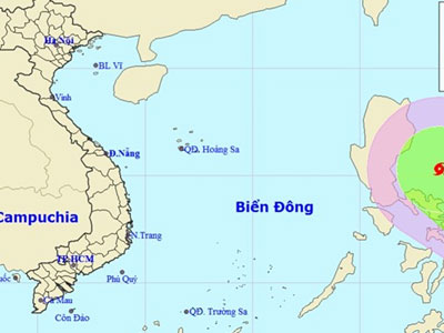 Áp thấp nhiệt đới hướng vào Biển Đông