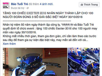 Tài khoản Facebook mạo danh Báo Tuổi Trẻ tung tin lừa đảo