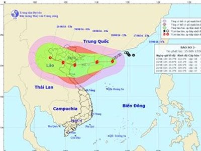 Bão số 3 giật cấp 14 hướng vào Quảng Ninh - Nghệ An