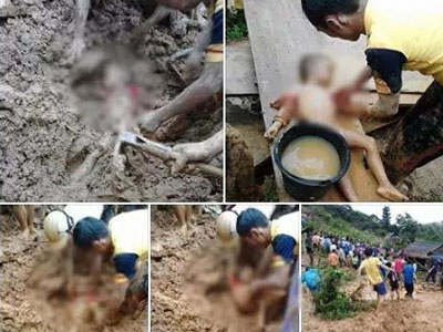 Thương tâm bé trai 5 tuổi bị vùi lấp sau mưa lũ ở Thanh Hóa