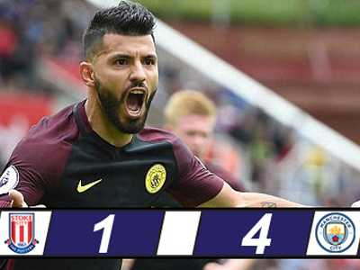 Aguero và Nolito lập đại công, Man City nhấn chìm Stoke