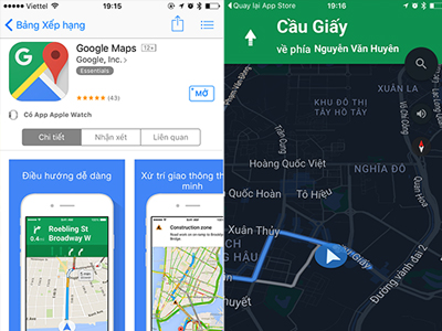 Google Maps cho tải về chính thức trên App Store Việt Nam