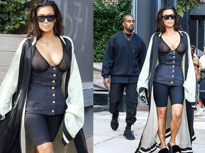 Kim Kardashian mặc đồ kệch cỡm, hở hang xuống phố