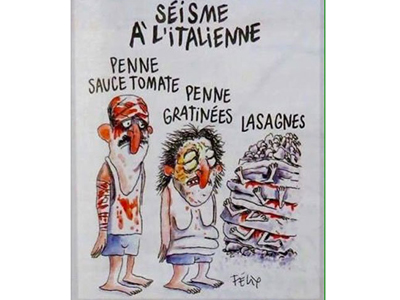 Charlie Hebdo bị chỉ trích vì tranh biếm động đất ở Ý