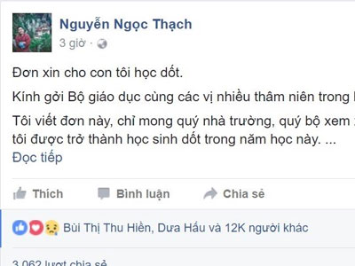 Phụ huynh "gây bão" cộng đồng mạng vì xin cho con học dốt