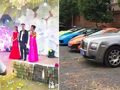 Nhà trai mang hẳn 20 tỷ tiền mặt lên sân khấu tặng cô dâu nhân ngày cưới