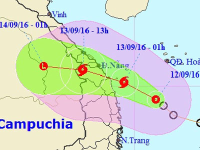 Bão giật cấp 10 hướng vào Đà Nẵng - Quảng Ngãi