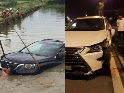 Hà Nội: Hai xe SUV tiền tỷ Lexus RX350 gặp nạn