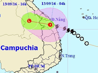 Bão số 4 đã suy yếu thành áp thấp nhiệt đới