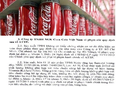 Bộ Y tế công bố hàng loạt sai phạm của Coca Cola Việt Nam