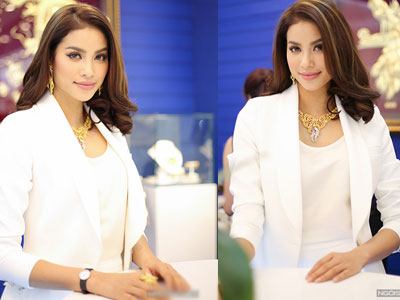 Phạm Hương đeo trang sức vàng 1 tỷ dự event