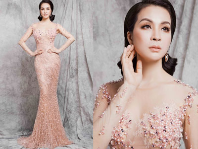 Thanh Mai khoe đường cong với đầm đuôi cá cầu kỳ
