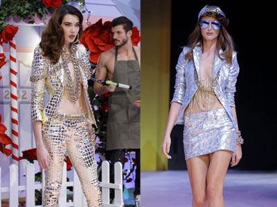 Mẫu không mặc áo, khoe ngực trần ở Milan Fashion Week