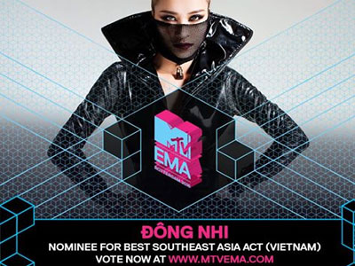 Đông Nhi chính thức được bình chọn trên toàn cầu tại MTV EMA 2016