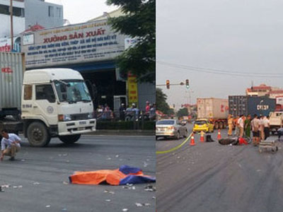 Hai anh em ruột bị bánh xe container chèn qua tử vong thương tâm
