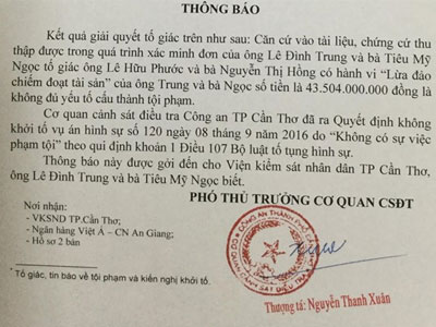Không khởi tố vụ "bỗng dưng mất 43 tỷ trong sổ tiết kiệm"