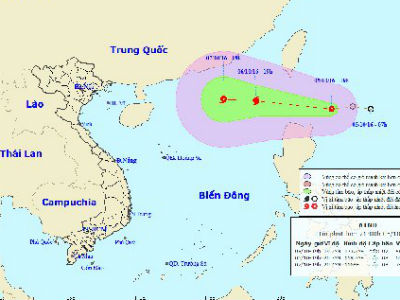 Bão Aere giật cấp 10, tiến vào biển Đông