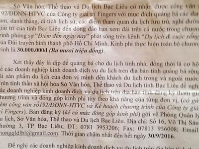 Bạc Liêu thu hồi "lệnh" mời doanh nghiệp đóng tiền làm phim