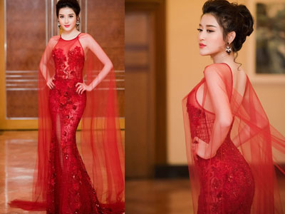 Á hậu Huyền My cuốn hút với đầm xuyên thấu