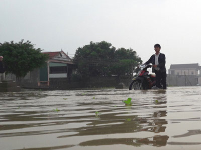 Quốc lộ 7 ở Nghệ An ngập sâu, giao thông tê liệt