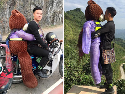 Chưa có người yêu, chàng trai ôm “gấu” đi phượt khắp các cung đường