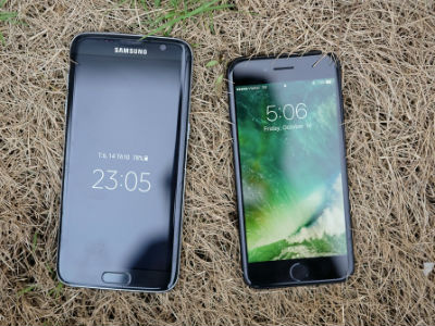 Phiên bản màu đen của Galaxy S7 edge và iPhone 7 đọ dáng