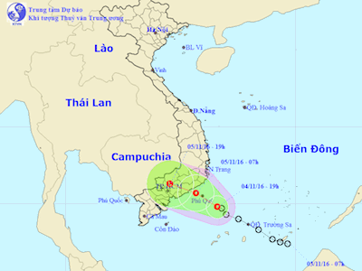 Áp thấp nhiệt đới hướng vào bờ biển Bình Thuận - Vũng Tàu