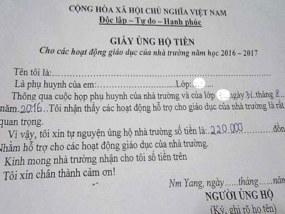 Phụ huynh bất bình vì "bị" năn nỉ đóng góp mà chẳng biết tiền gì