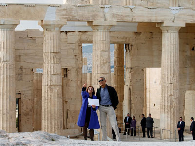 Obama đến xứ thần thoại, thực hiện ước mơ thăm đền Parthenon
