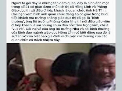 Đăng thông tin sai sự thật về giáo viên điều đi tiếp khách