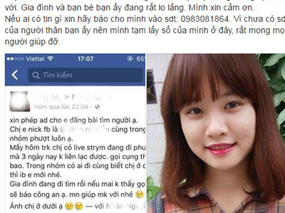 Nữ sinh xinh đẹp mất tích khi đi phượt cùng người lạ: Điềm báo từ đoạn hội thoại lạ trên Facebook