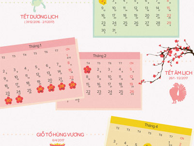 (Infographics) Lịch nghỉ các ngày lễ, Tết năm 2017