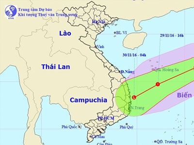 Bão số 9 đang giảm cấp khi vào gần đất liền