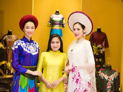 Á hậu Tú Anh diện áo dài, đội mấn