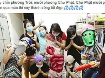 Nhóm nữ sinh bị ném đá vì lập đàn cầu thi tốt