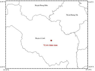 Thừa Thiên-Huế bị 3 trận động đất liên tiếp trong một ngày